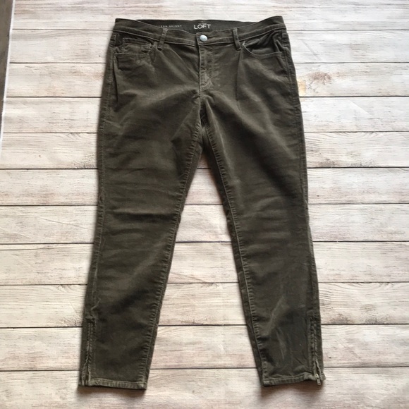 LOFT 10/30P Modern Skinny Ankle Olive Corduroys - Picture 1 of 5